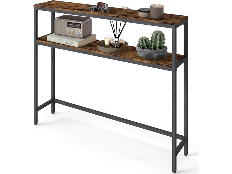 VASAGLE | Konsolentisch Schwarz-Braun | 100x20x80.5 cm (LxBxH), Spanplatte, Stahl