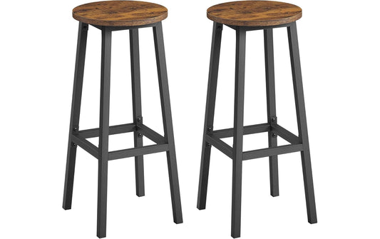 VASAGLE | Barhocker, 2er Set, Braun-Schwarz | 32x74 cm (DxH), Traglast 100 kg