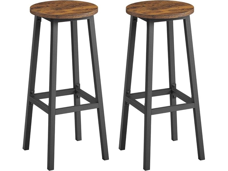 VASAGLE | Barhocker, 2er Set, Braun-Schwarz | 32x74 cm (DxH), Traglast 100 kg