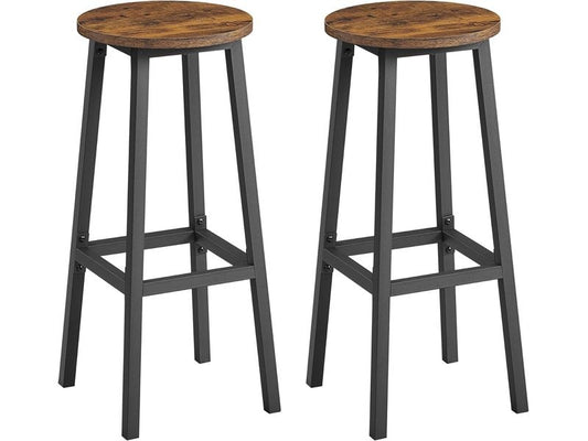VASAGLE | Barhocker, 2er Set, Braun-Schwarz | 32x74 cm (DxH), Traglast 100 kg