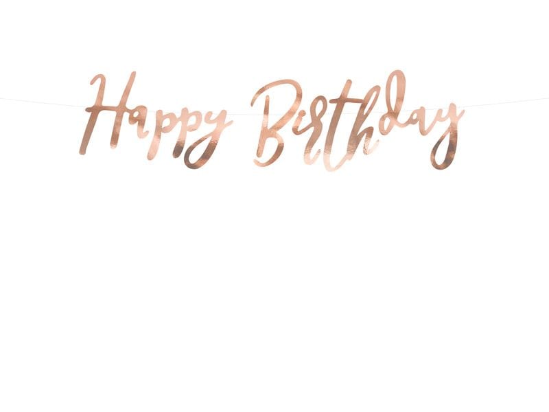 Partydeco | Girlande Happy Birthday | rosegold, H 16.5 cm, L 62 cm