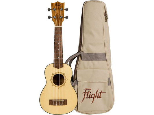 Flight | Ukulele Soprano - Spruce/Zebrano | Ukulele, Gigbag