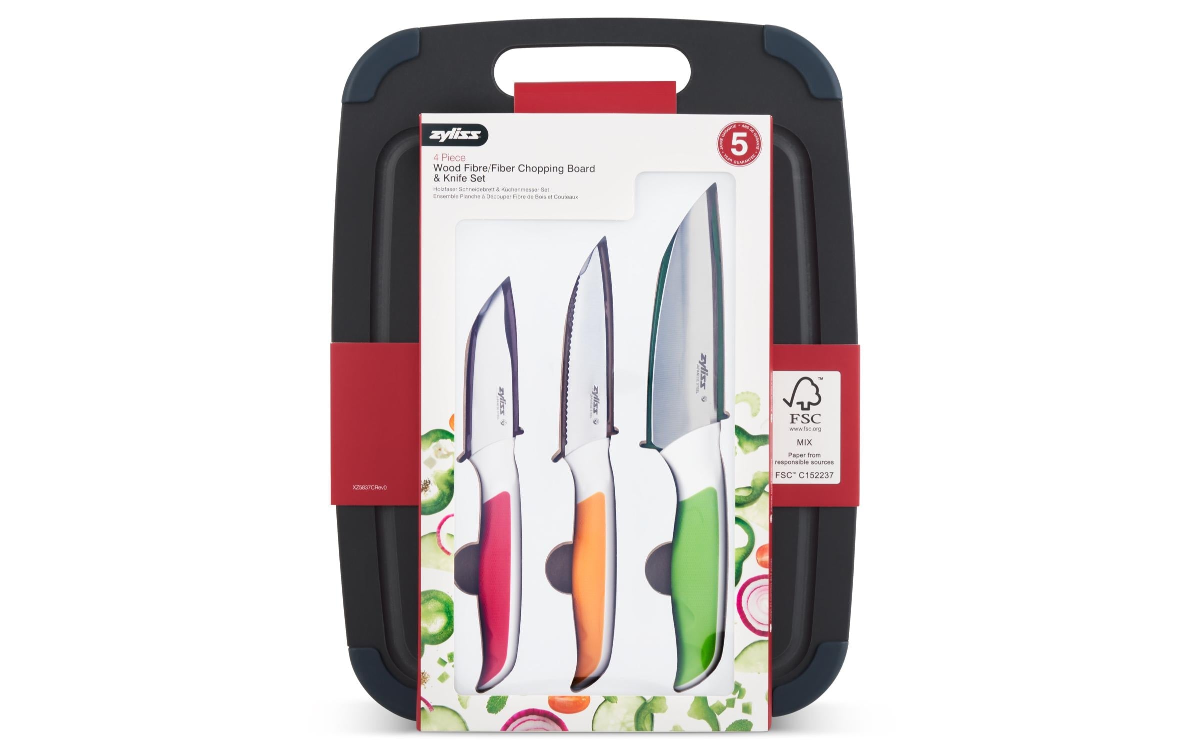 Zyliss Schneidebrett & 3-tlg Messerset