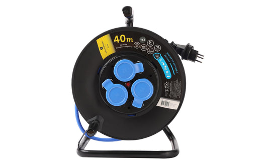 Schönenberger | Kabelrolle Kunststoff T13 IP55 40m BAUFLEX | N07V3V3-F 3G1.5mm2 3xT13 Steckdosen IK08