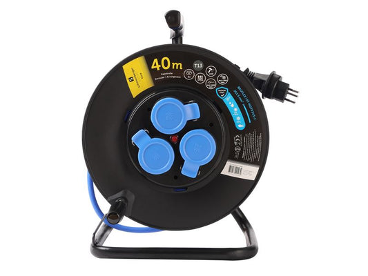 Schönenberger | Kabelrolle Kunststoff T13 IP55 40m BAUFLEX | N07V3V3-F 3G1.5mm2 3xT13 Steckdosen IK08