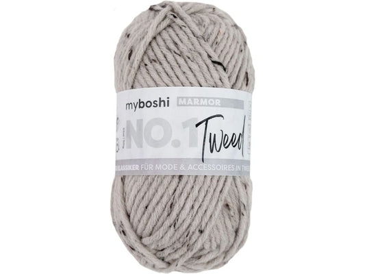 myBoshi | Wolle Nr. 1 Tweed Marmor, grau | 50 g, 55 m, 30% PAN, 30% WV, 5% CV