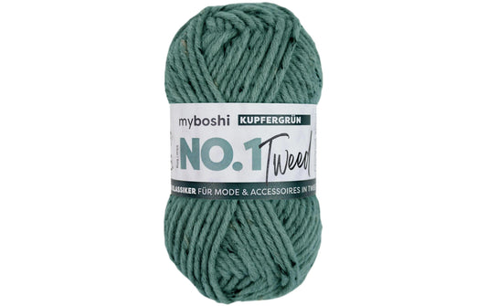 myBoshi | Wolle Nr. 1 Tweed Kupfergrün, grün | 50 g, 55 m, 30% PAN, 30% WV, 5% CV