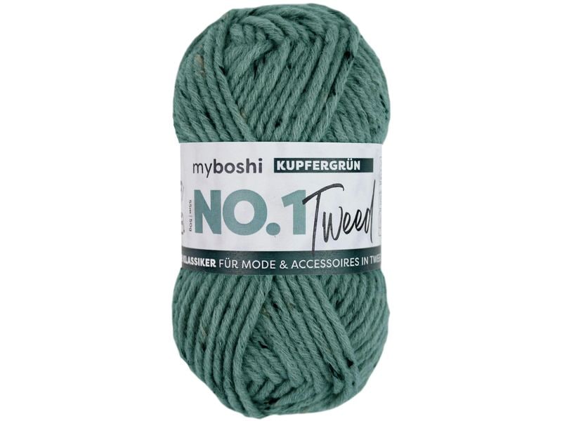 myBoshi | Wolle Nr. 1 Tweed Kupfergrün, grün | 50 g, 55 m, 30% PAN, 30% WV, 5% CV