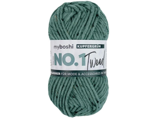 myBoshi | Wolle Nr. 1 Tweed Kupfergrün, grün | 50 g, 55 m, 30% PAN, 30% WV, 5% CV