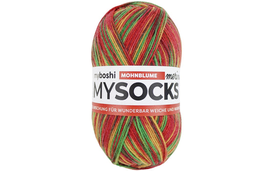 myboshi mysocks Merino Mohnblume