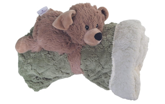Warmies | Combo Warmies & Kuscheldecke | Hund braun & Baby-Decke grün