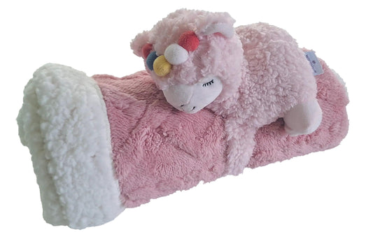 Warmies | Combo Warmies & Kuscheldecke | Lama pink & Baby-Decke pink