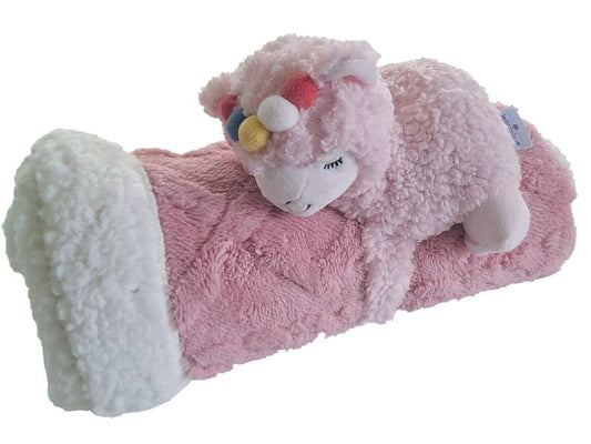 Warmies | Combo Warmies & Kuscheldecke | Lama pink & Baby-Decke pink