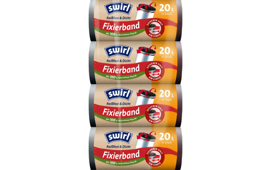 Swirl | Müllbeutel elastisch 20l | Zugband 20l, 4er Pack