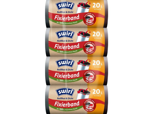 Swirl | Müllbeutel elastisch 20l | Zugband 20l, 4er Pack