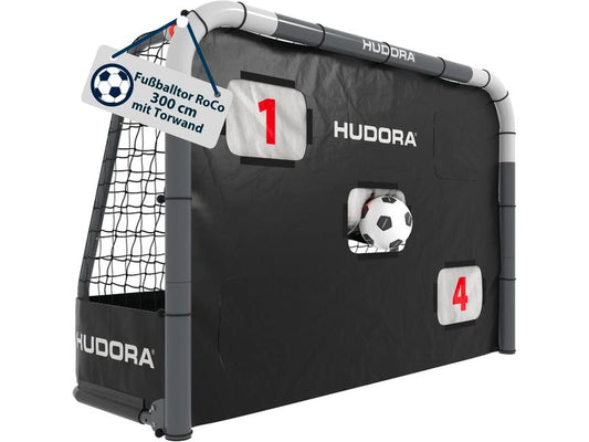 Hudora | Fussballtor Roco 300 grau | mit Torwand