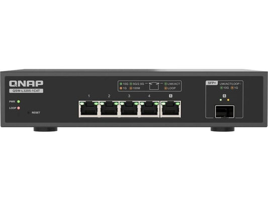 QNAP | QSW-L3205-1C4T 4-Port Switch | 4-Port 10GbE RJ45, 1 Port 10G SFP+/ NBASE-T