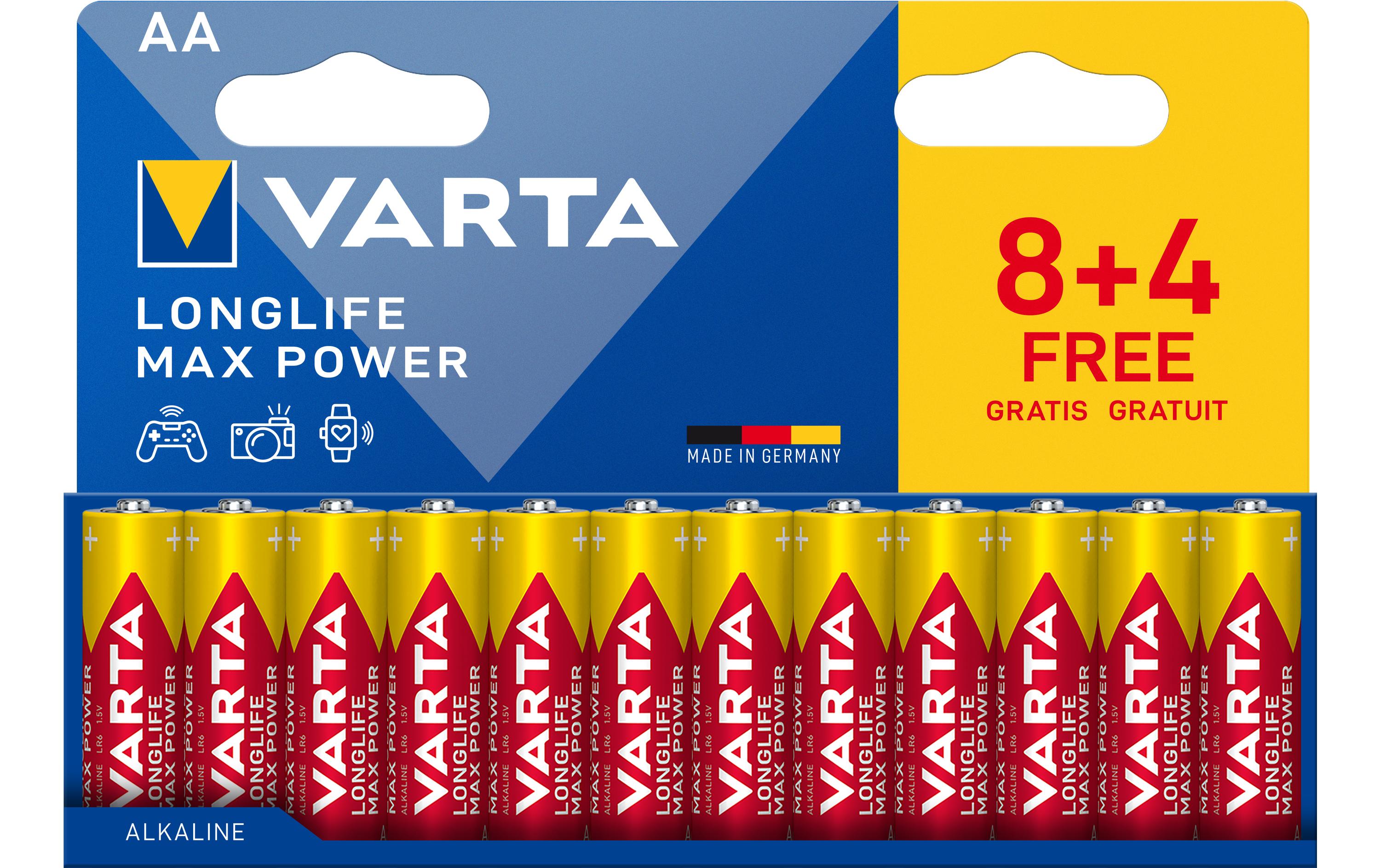 VARTA Longlife Max Power AA, 1.5V, 12Stk