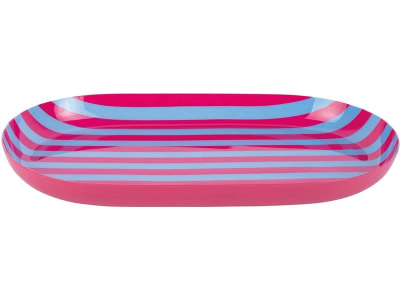 present time | Servierpl. Animado Oval Small | Bright pink w. soft blue