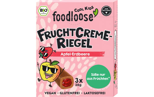 foodloose | Fruchtcreme-Riegel Apfel-Erdbeere | 3 x 28 g