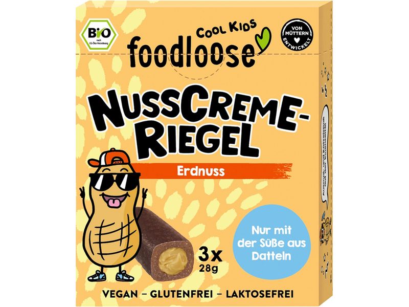 foodloose | Nusscreme-Riegel Erdnuss | 3 x 28 g