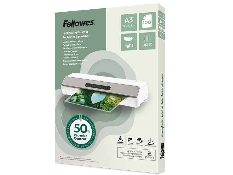 Fellowes | Laminierfolien recycled A3 | 100 Stk., matt