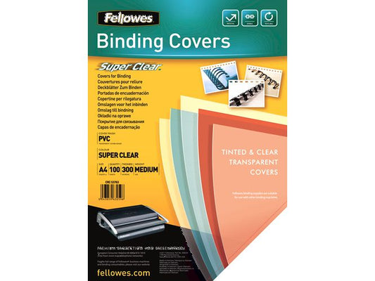 Fellowes | Deckblatt Transparent,300 Micron | 100 Stk., A4, recylkeltem PVC