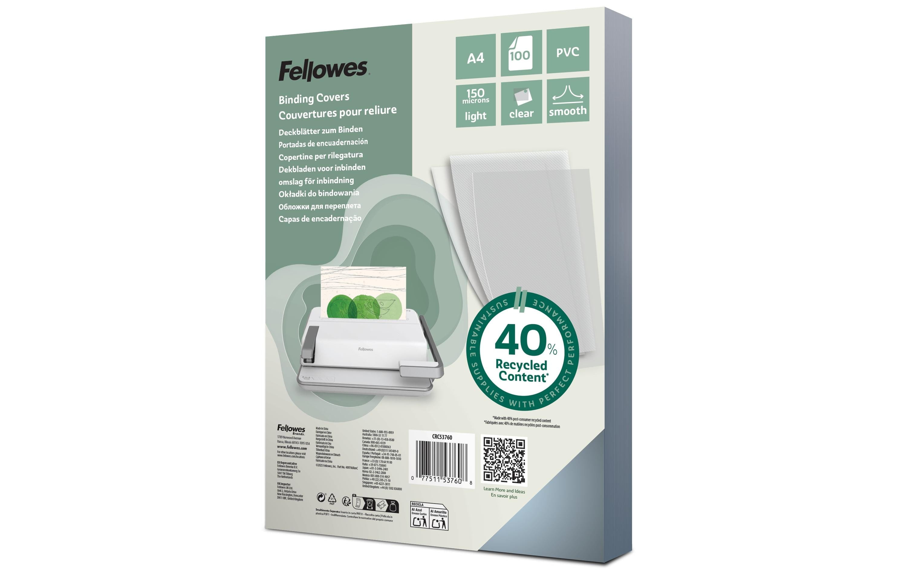 Fellowes Deckblatt Transparent,150 Micron