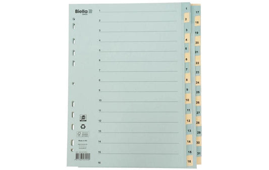 Biella | Register Karton A4 1-31, 4Loch | blau,gelb 1 Stück