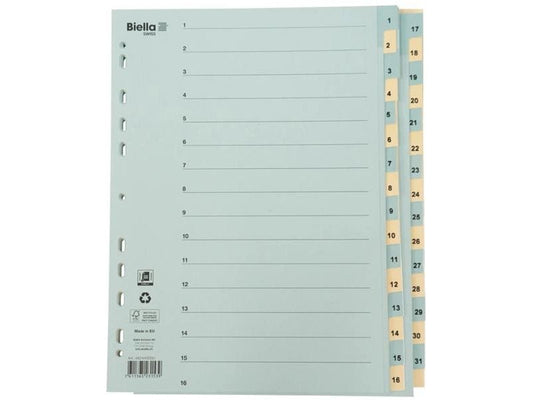 Biella | Register Karton A4 1-31, 4Loch | blau,gelb 1 Stück