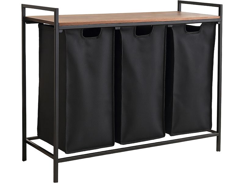 relaxdays | Wäschesammler mit 3 Fächern | MDF, China, Braun