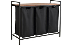 relaxdays | Wäschesammler mit 3 Fächern | MDF, China, Braun