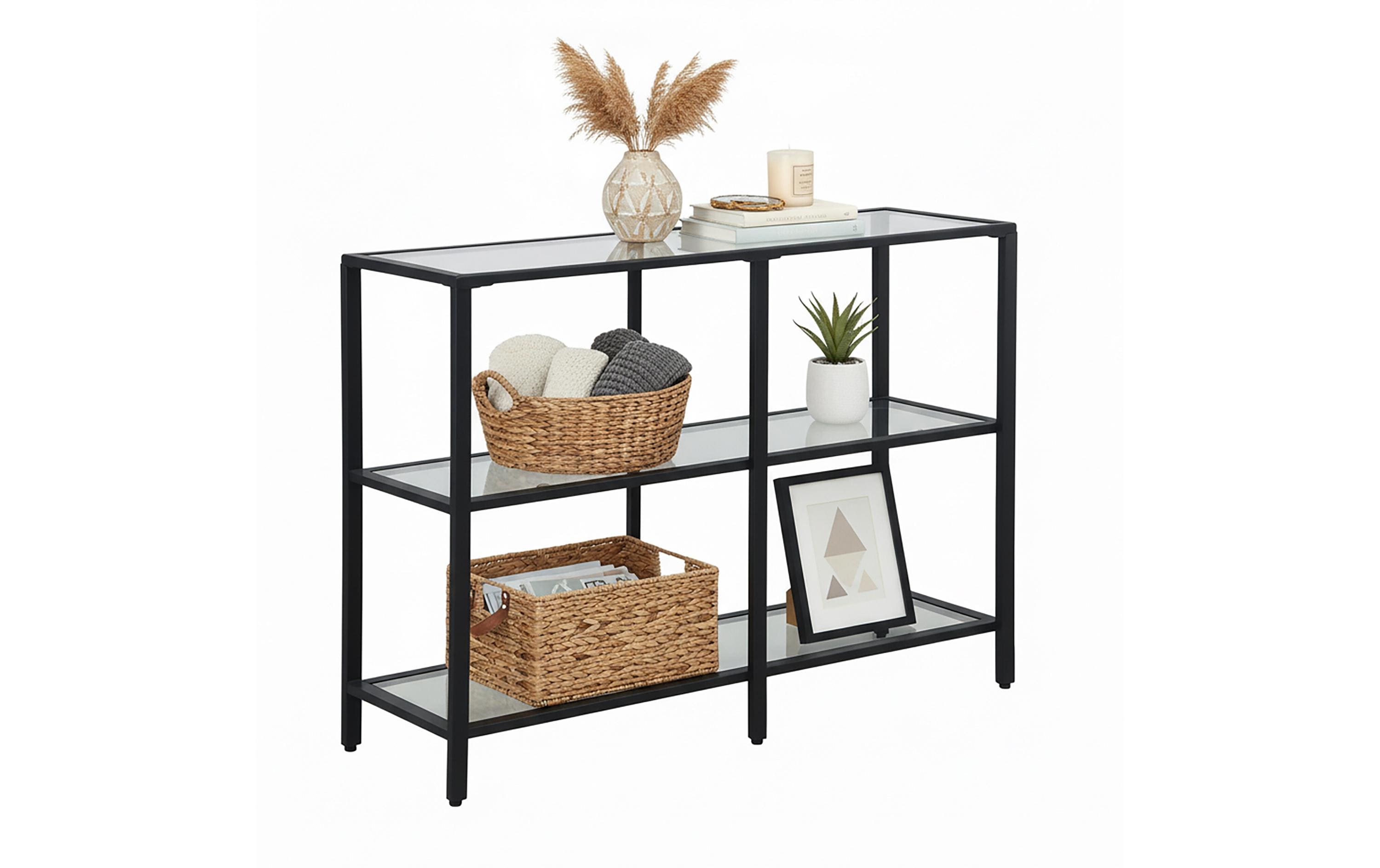 relaxdays Konsolentisch mit 3 Glasablagen