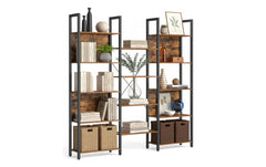 relaxdays | Bücherregal Industrial 14 Abl. | MDF, China, Dunkelbraun