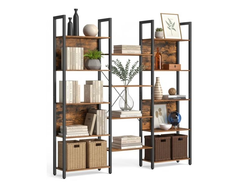 relaxdays | Bücherregal Industrial 14 Abl. | MDF, China, Dunkelbraun