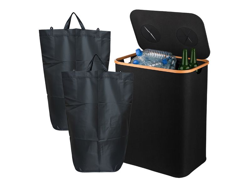 relaxdays | PET & Glas Sammelbehälter 140 L | Schwarz