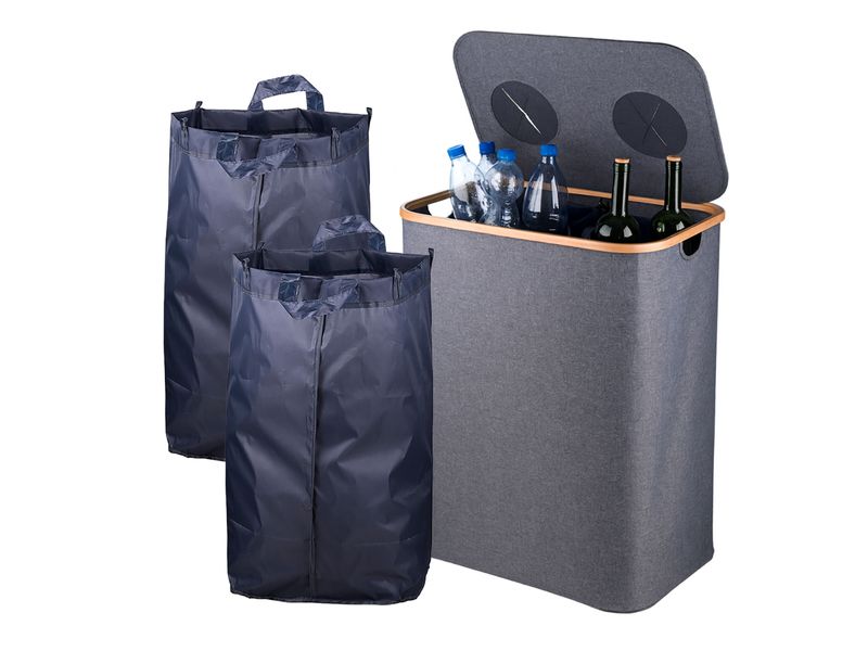 relaxdays | PET & Glas Sammelbehälter 170 L | Grau