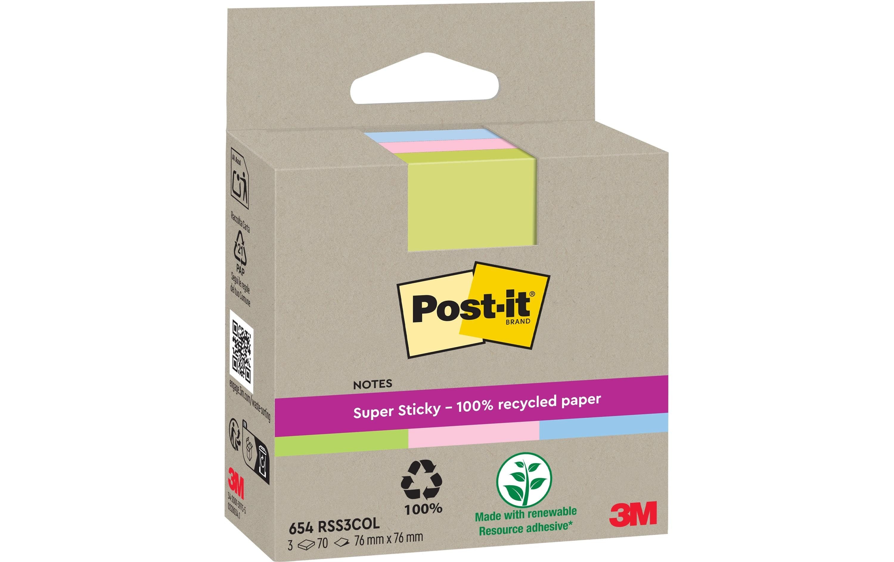 3M Post-it Recycling Notes 3 Farben