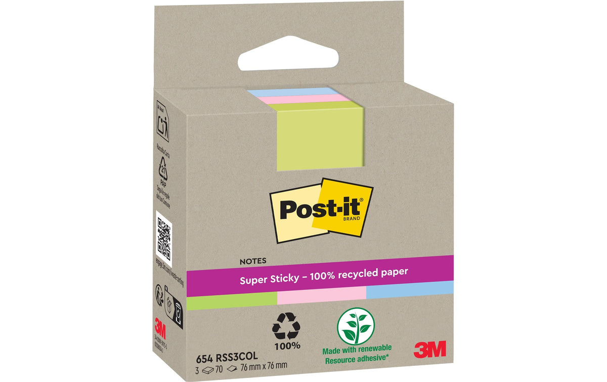 3M Post-it Recycling Notes 3 Farben