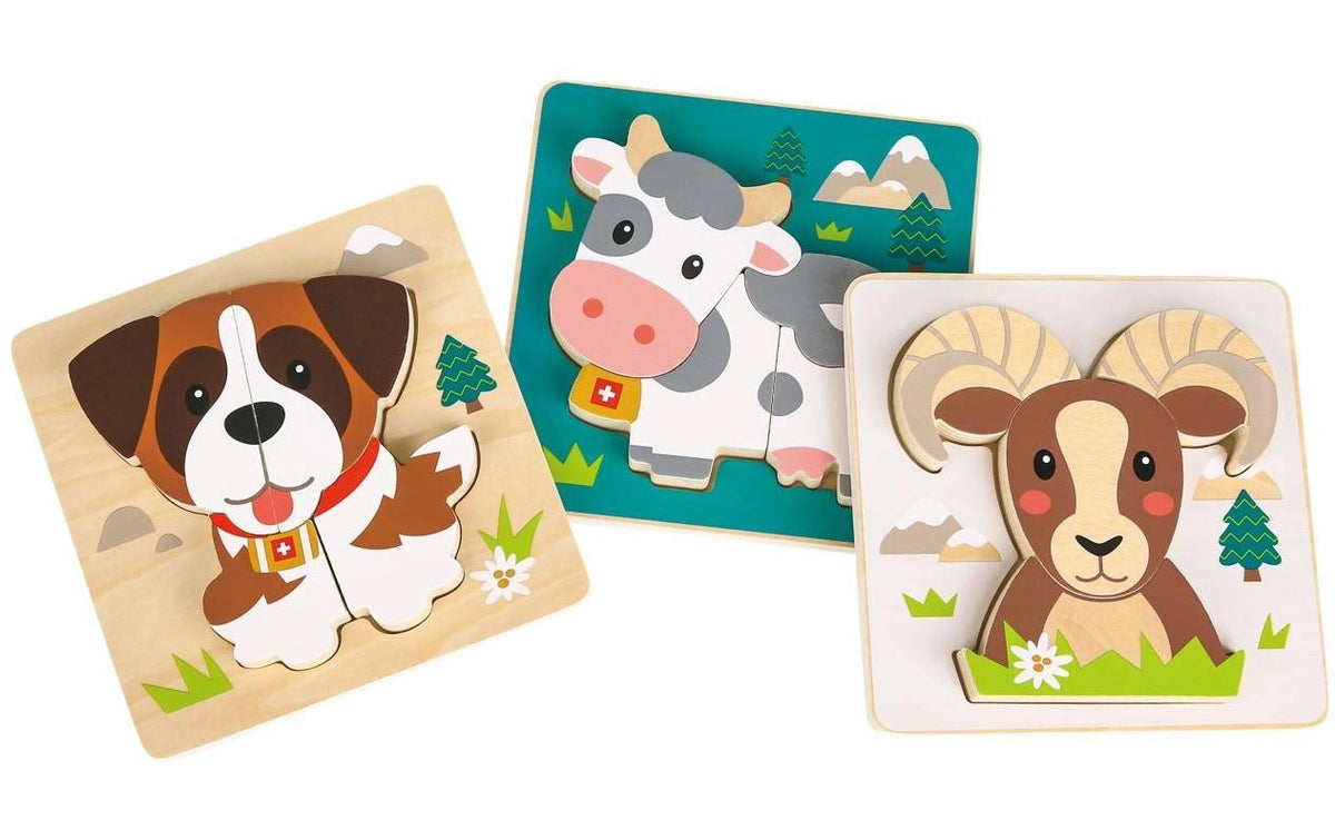 Spielba Puzzle Schweizer Tiere 3er Set