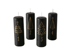 Boltze | Stumpenkerze Advent Schwarz | Grösse: 11 x 4 cm (HxD)