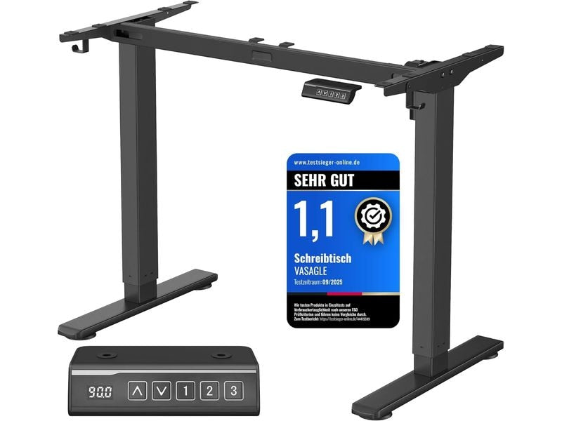 Songmics | Steh- und Sitzgestell schwarz | ohne Platte, höhenverstellbar 72-120cm
