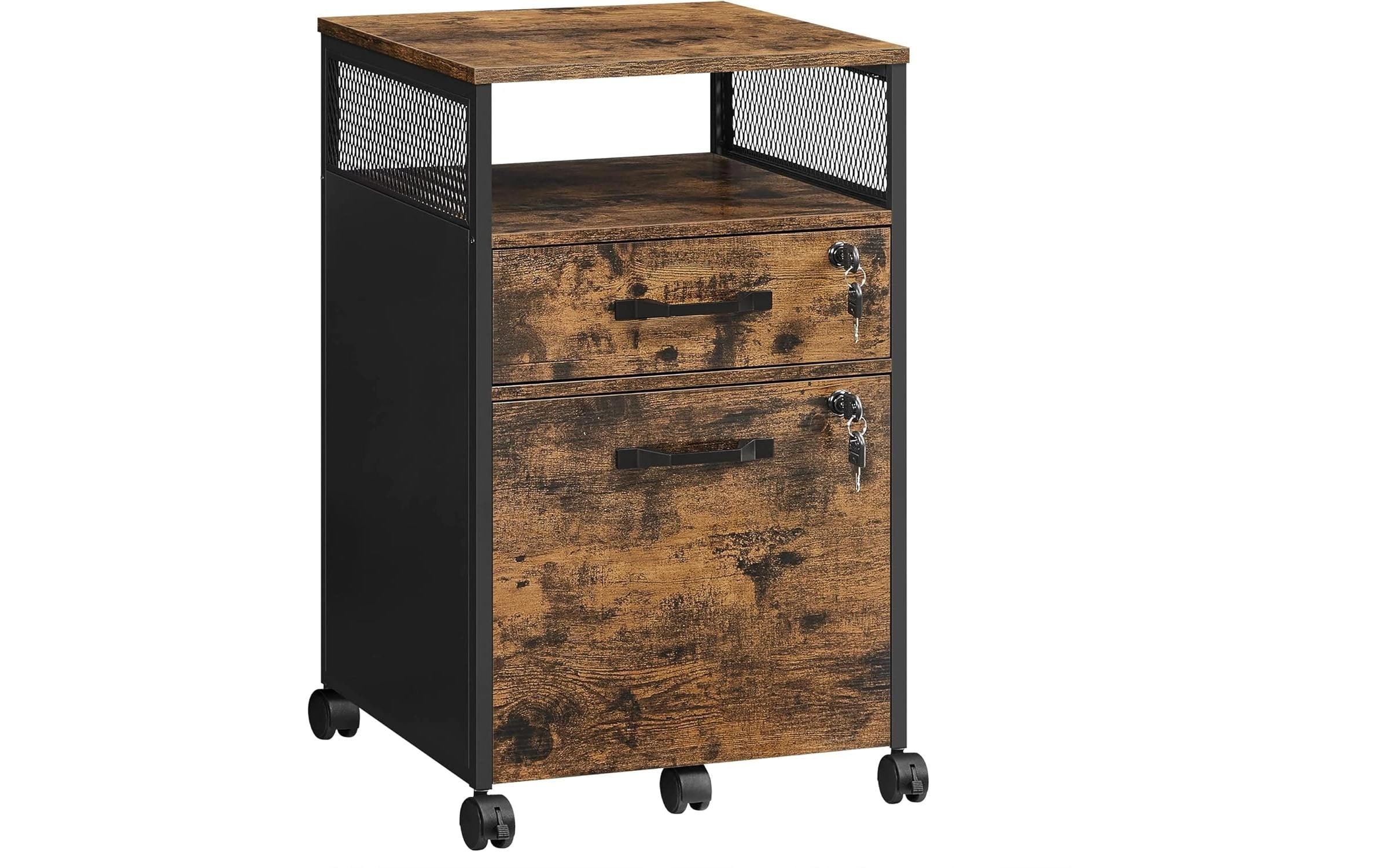 Vasagle Rollcontainer wintage-braun Schloss