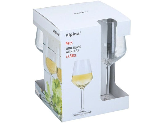 alpina | Weingläser Weisswein 380ml, 4 Stück | Glas, 8.3x22 cm (DxH)