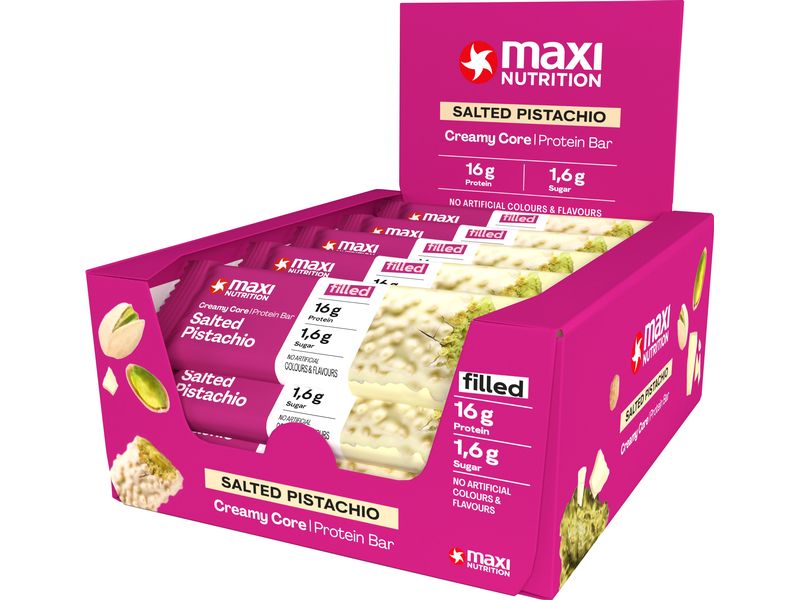 Maxi Nutrition | Creamy Core Protein Bar | Salted Pistachio Box: 12 x 39g