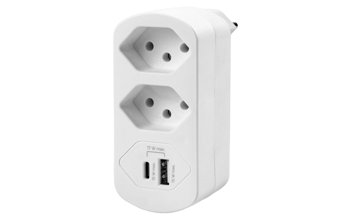 F.power Mehrfachadapter Flexo 2xT13 USB
