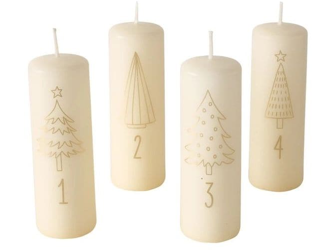 Boltze | Stumpenkerze Advent Creme | Grösse: 11 x 4 cm (HxD)