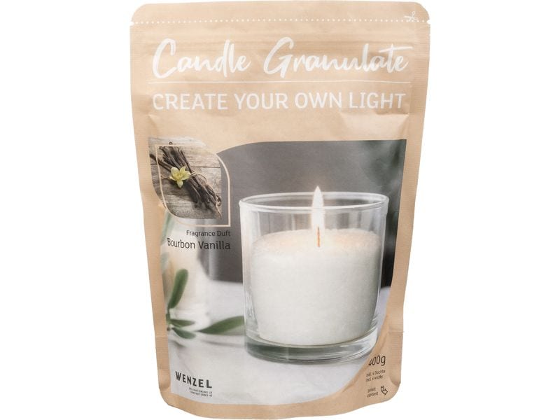 Wenzel Kerzen | WenzelWachs-Gran.BourbonVanilla | mit Duft, 400g inkl. 4 Dochte