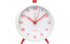 KARLSSON | Wecker Button Retro | White with bright scarlet red