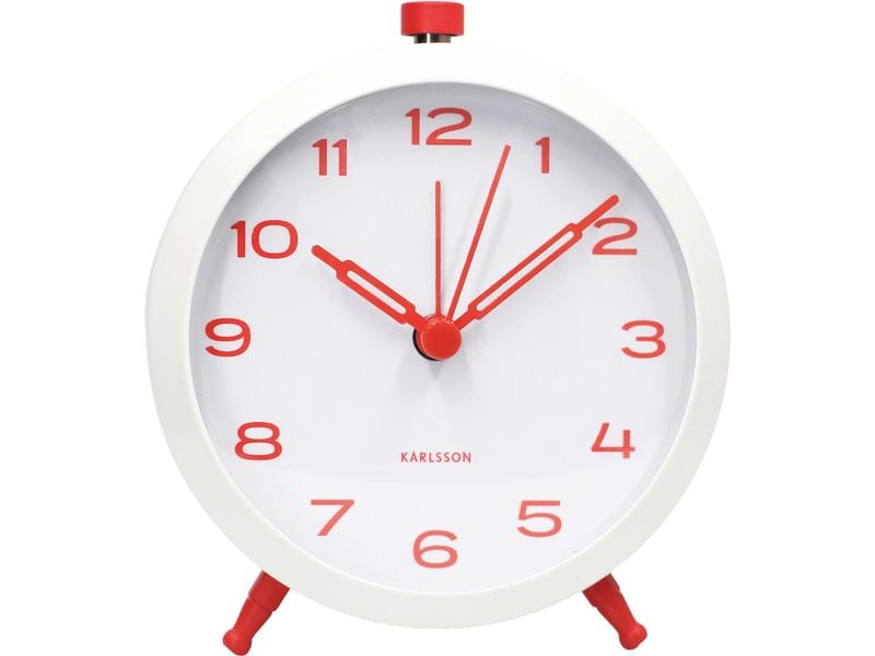 KARLSSON | Wecker Button Retro | White with bright scarlet red